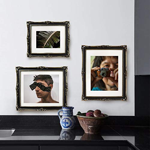 Asowin 8X10 Black Luxury Picture Frames With Embossed Furnishing,Vintage Photo Frame 5X7 With White Mat For Tabletop & Wall Display #TOP6