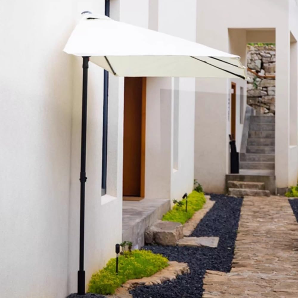 Ombrellone Da Giardino 5Costole Ombrellone A Mezzaluna Rettangolare | Ombrello Da Patio Da Parete Stecche In Acciaio Altezza Regolabile 2.5×1.3 2.7×1.5m