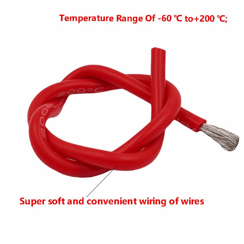 Cable de Silicona roja Supersuave de 1 a 20 m, Cobre Flexible de Alta Temperatura, Calibre 28-6 AWG, estañado, ROHS.(26 AWG,5m)