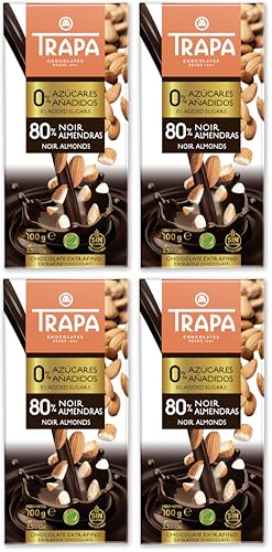 TRAPA 0% AZÚCARES AÑADIDOS |Chocolate Negro 80% con Almendras |