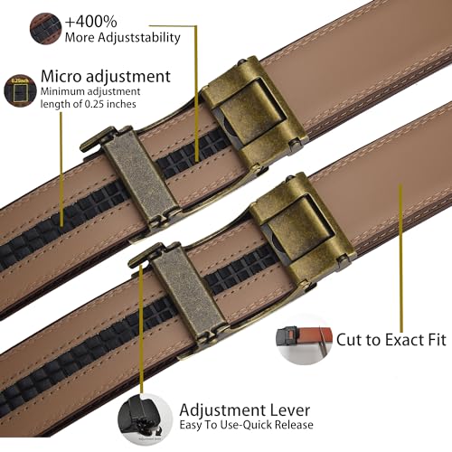 Mens Black Belt Leather Ratchet Belts for Men Adjustable Men's Belts for Dress Casual with Gift Box, Trim to Fit3