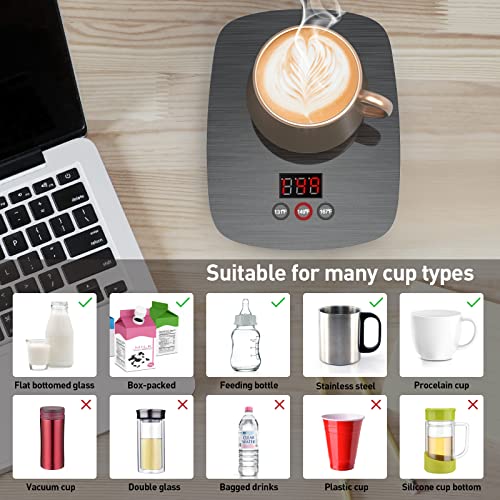 Mug Warmer,Coffee Warmer For Desk Office Home Use, Electric Cup Warmer With Three Temperature Settings,Coffee Hot Plate For Cocoa Tea Water Milk With Auto Shut Off After 4H Feature (Grey/Without Mug) #TOP3