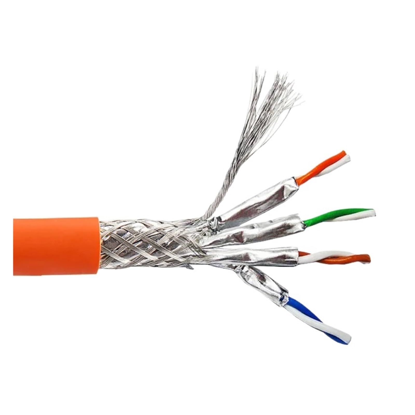 Câble réseau RJ45 10G SFTP à double blindage, Ethernet Cat 7 LAN haut débit(Orange,50m)