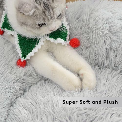 Calming Dog Bed & Cat Bed, Anti-Anxiety Donut Dog Cuddler Bed, Warming Cozy Soft Dog Round Bed, Fluffy Faux Fur Plush Dog Cat Cushion Bed for Small Medium Dogs and Cats (20"/24"/27"/30")