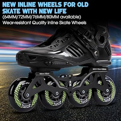 8 Pack Inline Skate Wheels 72mm, 76mm, 80mm - ABEC9 Bearing - 85A Durometer PU - Compatible with Rollerblade, Roller Derby, K2 Skate