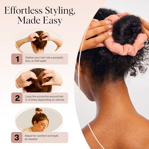 Image of Kitsch Matte Satin Scrunchies for Women - No Crease Hair Ties No Damage | Scrunchies for All Hair Types | Stylish & Comfortable, For Ponytails & Buns | Ideal Gifts for Women - Rosewood, 3pcs