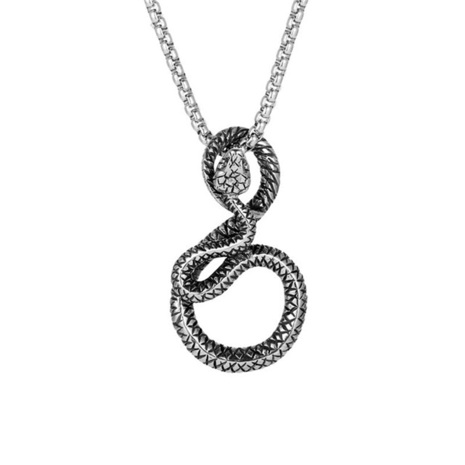 HCMA Punk Vintage Silver Color Snake Pendant Necklace for Men Birthday Party Vogue Jewelry Necklace Jewelry Gifts