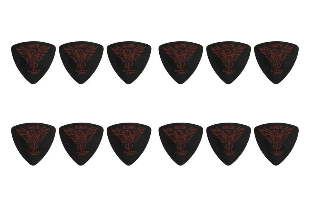 Clayton Black Raven Rounded Triangle Shape Plectrum Pack of 12 0.38 mm