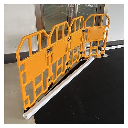 Barrière rétractable jaune avec roulettes et clôture extensible pliante - 2