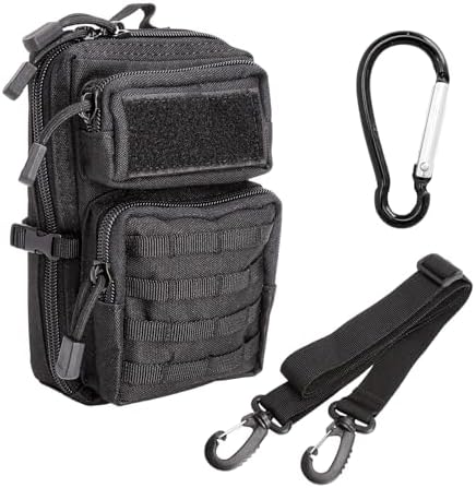 EDC Tactical Pouch, Multifunctional Molle Waist Pack, Tactical Molle Utility Pouch, EDC Tool Bags for Phone, Camping, Hiking, Tactical Shoulder Bag 600D Nylon with Karabiner