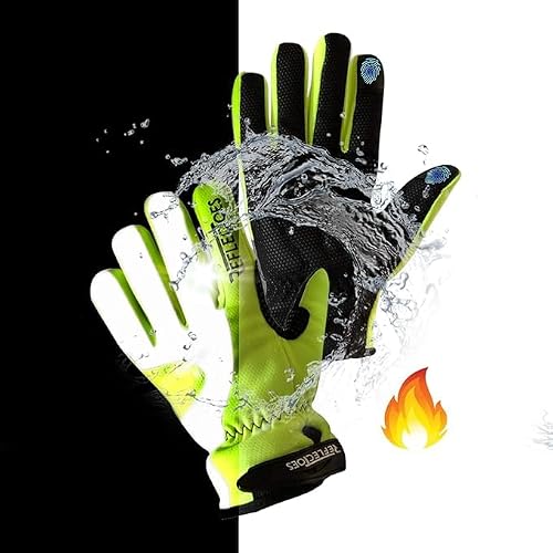 ReflecToes Hi Vis Reflective Winter Gloves for Cycling (Waterproof, 2XL)