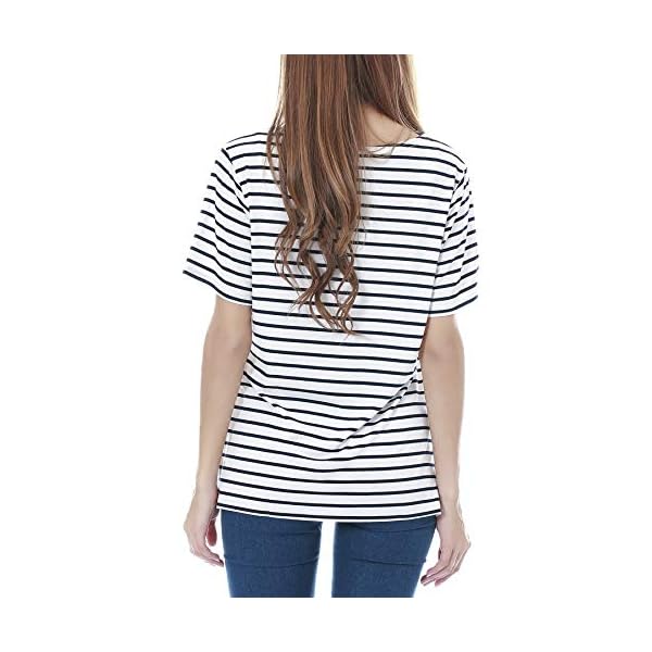 Smallshow-Womens-Maternity-Nursing-Tops-Short-Sleeve-Breastfeeding-Clothes Smallshow 3 Pcs Maternity Nursing T-Shirt Nursing Tops White Stripe-Black-Grey Medium