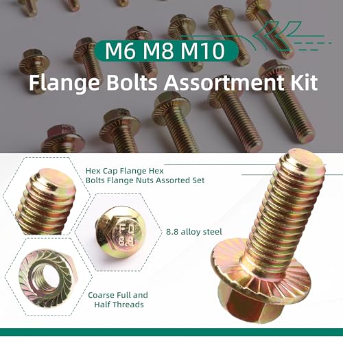Image of 521PCS M6 M8 M10 Flange Bolts Assortment Kit - 8.8 Grade Alloy Steel,Bolt Assortment for Industrial & Construction Use