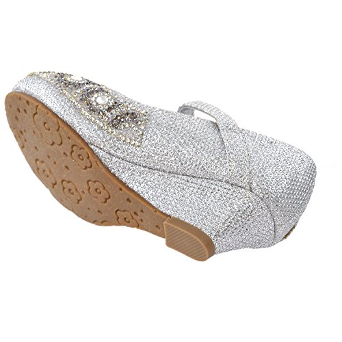 Generation Y Kids Wedge Pumps Dress Low Heel Girls Shoes Glitter Rhinestone GY-KS-SUN-013