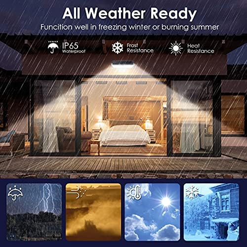 HETP Solar Lights Outdoor Solar Powered Motion Lights LED Wall Security Light 418LED Super-Bright 3500lm - [USB Rechargeable] 3 Mode IP65 Waterproof Solar Motion Sensor Lamp for Outside,Pathway Garden