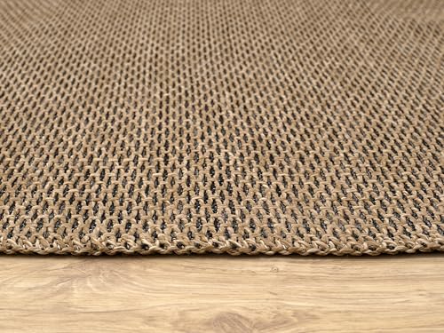 Jute Area Rug, Non-Slip, Machine Washable Rug For Indoor & Outdoor, Garden, Kitchen, Bedroom, Dining Room and Living Room, Natural Woven Rug (Brown & Black - Caria, 80X150 CM) - Image 4