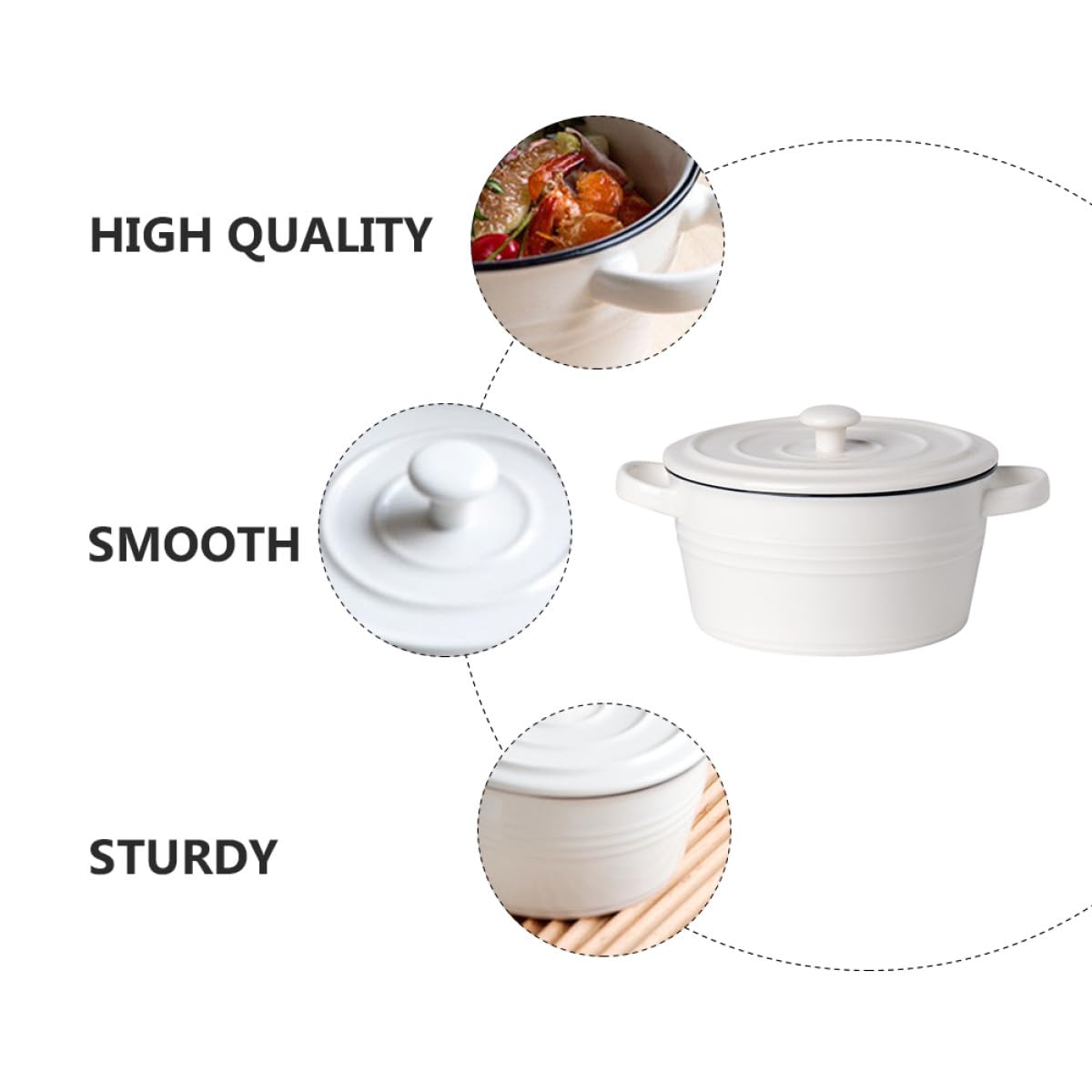 Cabilock Tazón de Sopa Creativa de Cerámica con Tapa y Asas Dobles, Adecuado para Servir Platos Calientes y Conservar el Sabor Cocina
