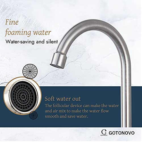 Gotonovo SG_B07C83X71G_US Stainless Steel Cold Water Kitchen Sink Faucet Brushed Nickel Bathroom Single Handle Bar Faucet Faucet Single Temperature Water Only Silver Rotatable thumb #7
