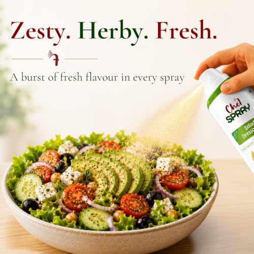 Image of ChefSPRAY Salad Dressing Oil Spray | Triple Cold-Pressed Oils (Avocado, Olive & Sunflower) | Zesty Mediterranean Herbs | 4 Kcal Per Spray | Preservative-Free | For Salads, Pasta, Roasting & Air Frying