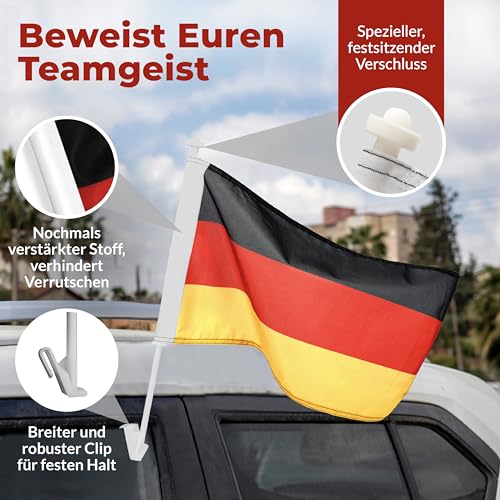 Premium Autofahne | Autoflagge | Autofensterfahne | Autofensterflagge | Fußball EM 2024 Fanartikel | Deutschland | Auto Fenster Flagge Fahne 45x30cm, MAX. 60 Km/h