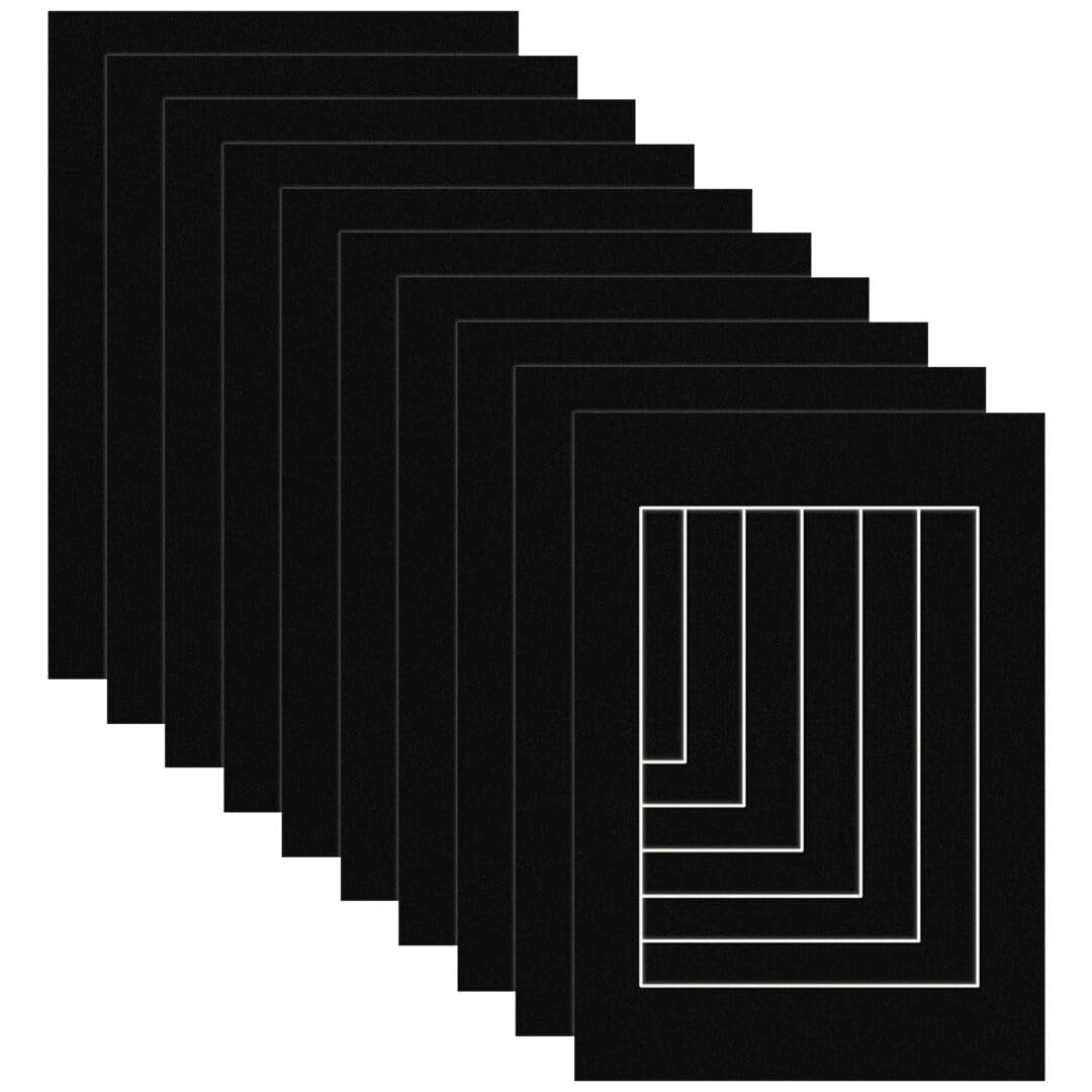 Procut Global A3 Black Picture Mounts Board to Fit A4 Aperture Size - Photo Mount Card Ideal for Prints, Artwork, Crafts & Certificates - Sizes & Colors Available - Pack of 10 — image 1