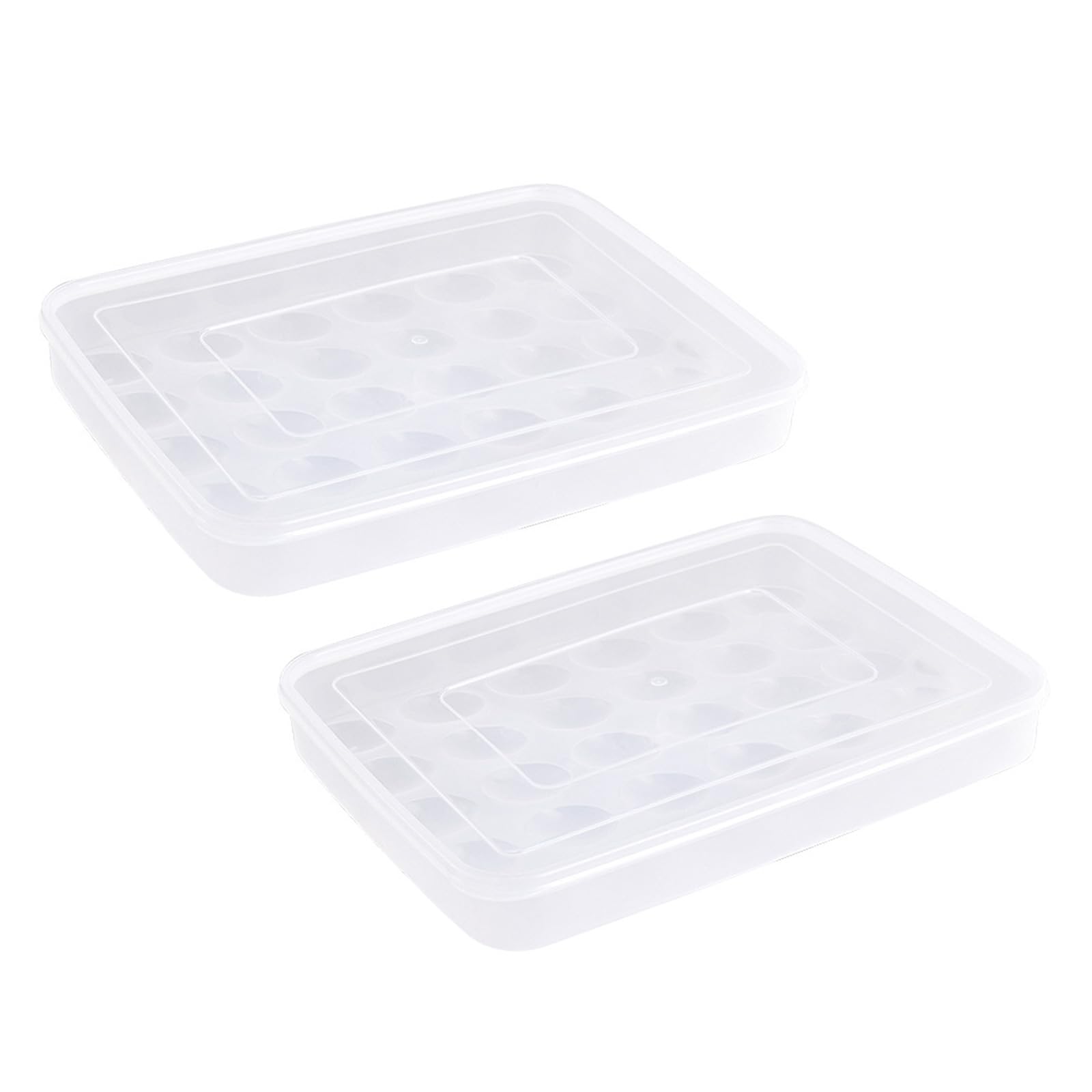 Sturdy Stackable 30-Count Eggs Containers with Anti-Rolls Grooves, Compact Kitchen Fridge Organizers Refrigerator Eggs Container