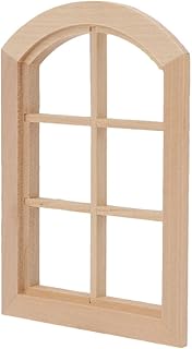 Dollhouse Windows 1 : 12 Scale Miniature 6-Pane Window Frame DIY Mini House Decoration Wooden Fiary Window Model Dollhouse Accessories Wooden (Woody)