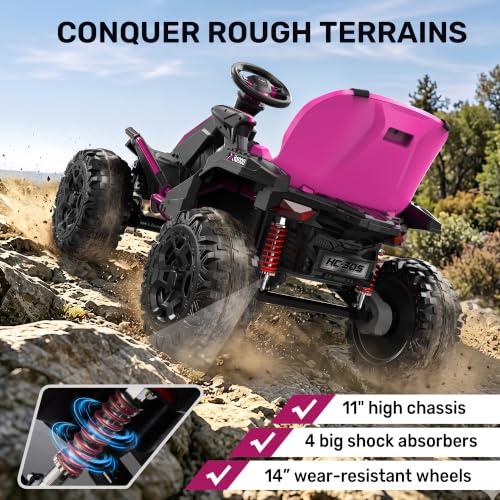 Image of ANPABO 24V 4x4 Ride On Toys for Big Kids Aged 3-12, 4*200W Motors-Rose Red