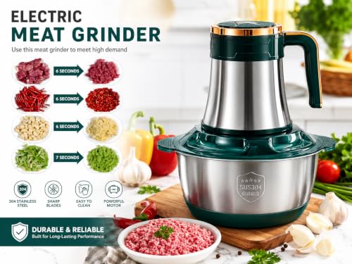 Image of Electric Chopper for Kitchen 2L Electric Meat Grinder with Handle, Stainless Steel Portable Machine, 4 Sharp Blades, 4 Speed Modes, 800W Heavy Food Chopper for Meat, Vegetables Mixer Grinder Blender