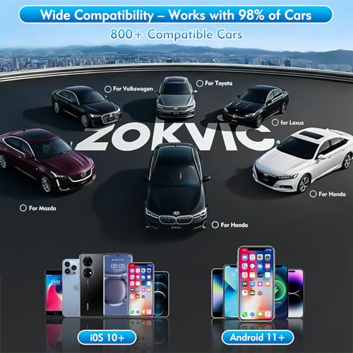 Zokvic Wireless CarPlay Adapter, 2-in-1 Mini CarPlay & Android Auto Wireless Adapter, Plug & Play, Auto Connect, Car Accessories, Car Play Dongle Compatible with iPhone & Android - image 4