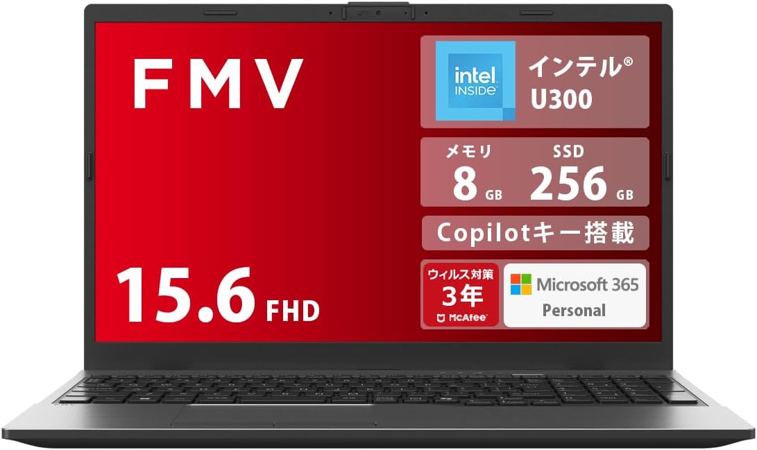 FMV 富士通 ノートパソコン Note E WE1-K3 (MS 365 Personal/Copilotキー搭載/Win 11/15.6型/U300/8GB/SSD 256GB) FMVWK3E113_AZ