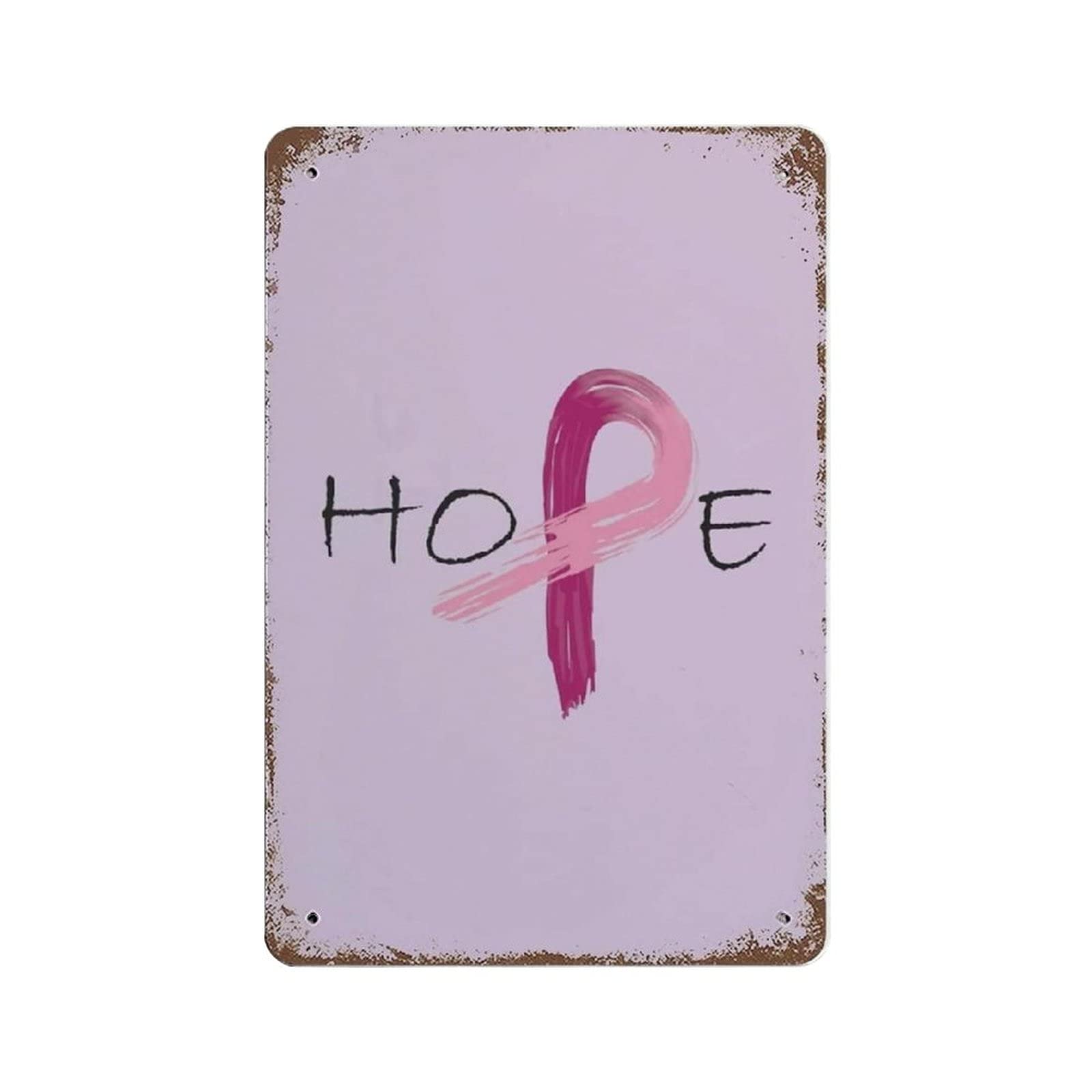 Targa Metallica 20x30 Cm “Faith Hope Love” Con Nastro Rosa – Decorazione Murale Per La Consapevolezza Sul Cancro Al Seno - 2