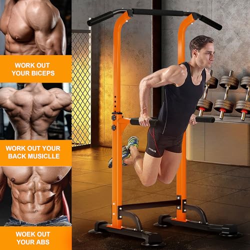 Image of DlandHome Power Tower Pull Up Dip Station Multi-Function Fitness Equipment for Strength Training Adjustable Height Dip Stand for Home Gym