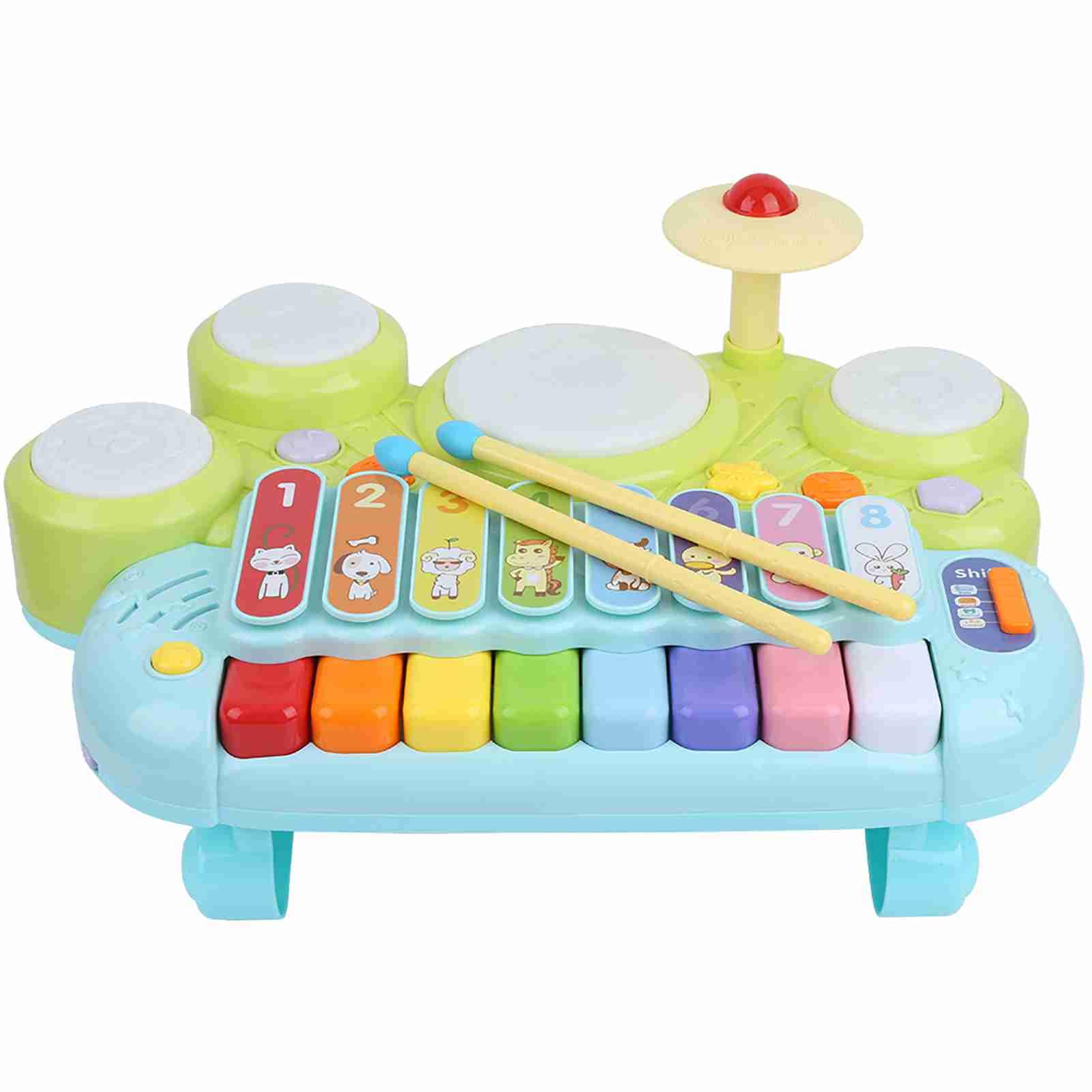 Wakects Giocattoli Musicali 3-in-1 Batteria Xilofono 15in