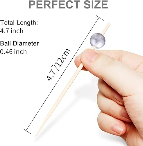 Vista 28 de 200 palillos de cóctel, palillos de dientes de cóctel elegantes para aperitivos, brochetas de cóctel de bambú para aperitivos, palillos de dientes