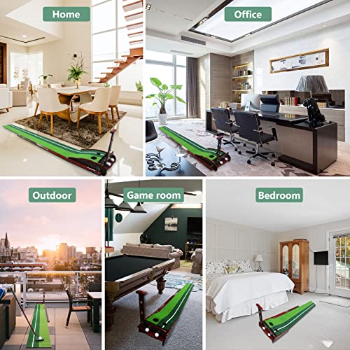 Chiesma Putting Mat, Golf Indoor Putting Green With Auto Ball Return System And 2 Holes, Mini Golf Practice Training Aid With Putter And 3 Balls, Golf Accessories Golf Gift For Men #TOP3