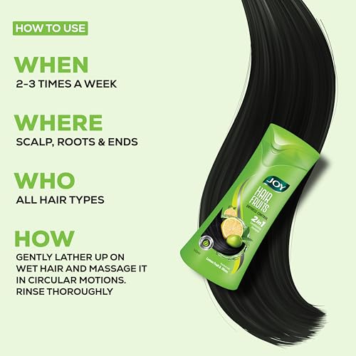 Image of Joy Lemon & Olives Hair Dryness Control Conditioning Shampoo (340ml x 2) | For Dry & Frizzy Hair | Makes Hair Smooth & Shiny | For Men & Women