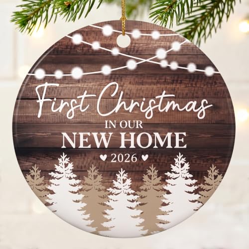 New Home Ornament 2026 - First Christmas in Our New Home Ceramic Keepsake, First Home Christmas Ornament - Housewarming Gifts New Home for Women, Couples, Homeowners