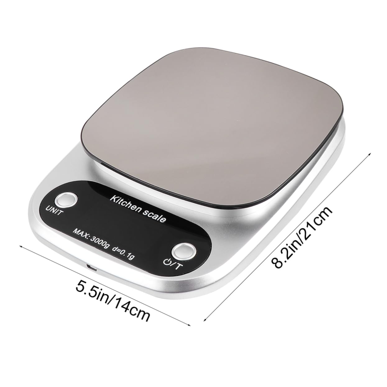 Digitale Küchenwaage mit Präziser Lcd Anzeige aus Edelstahl Wiederaufladbare 3kg Kapazität und 0,1g Genauigkeit für Küchengebrauch