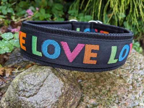 Hingucker Zugstopp-Hundehalsband extrabreit 5 cm, weiche Polsterung, Martingale verstellbar stabil komfortabel leicht, Geschenk für Hund (bis 44cm Hals- 50cm Kopfumfang inkl 6cm Zugstopp)