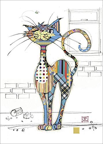 Greeting Card (BA-G003) - Blank/Birthday - Cola Cat - Artwork by Jane Crowther - Embossed and Foil Finish - Suitable for Birthdays and Other Occasions