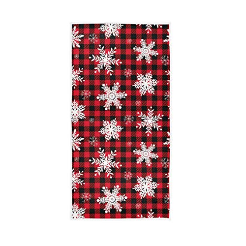 Exnundod Hand Bath Towel Winter Snowflake Soft Face Towel Red Buffalo Check Plaid Washcloth Fingertip Towel Absorbent for Bathroom Gym Household Use