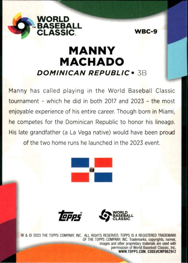 Amazon.com: 2023 Topps World Baseball Classic Stars #WBC-9 Manny