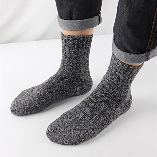 Liuzh 5 Pairs/Lot Wool Men's Socks Winter Warm Casual Thick Cotton Snow Socks Stripe Male Retro Socks (Color : 5 Mixed, Size : One Size) #TOP2