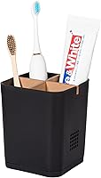 Vista 18 de Soporte para cepillo de dientes eléctrico de 3 ranuras con divisores de bambú para baños, organizador de cepillo de dientes y pasta de dientes