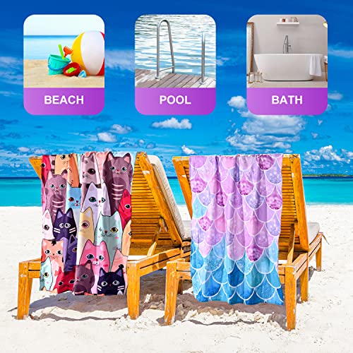Livilan Little Mermaid Beach Towel, 30 Inch X 60 Inch Soft Microfiber, Quick Dry, Absorbent, Sand Free, Lightweight For Kids, Girls thumb #5