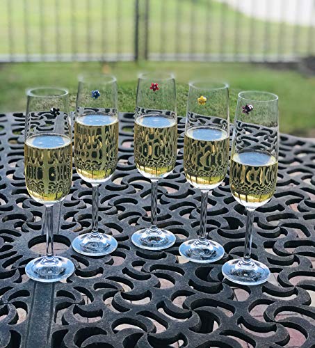 Simply Charmed Petite Flower Magnetic Wine Glass Charms - Set of 8 Drink Markers for Regular or Stemless Glasses