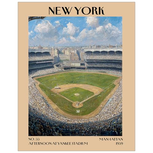 K&L DESIGN CO. Retro Vintage New York Wall Art Print - 11x14 Unframed Poster - New York City Souvenirs Cute Trendy Colorful Wall Decor (Yankee Stadium 11x14)