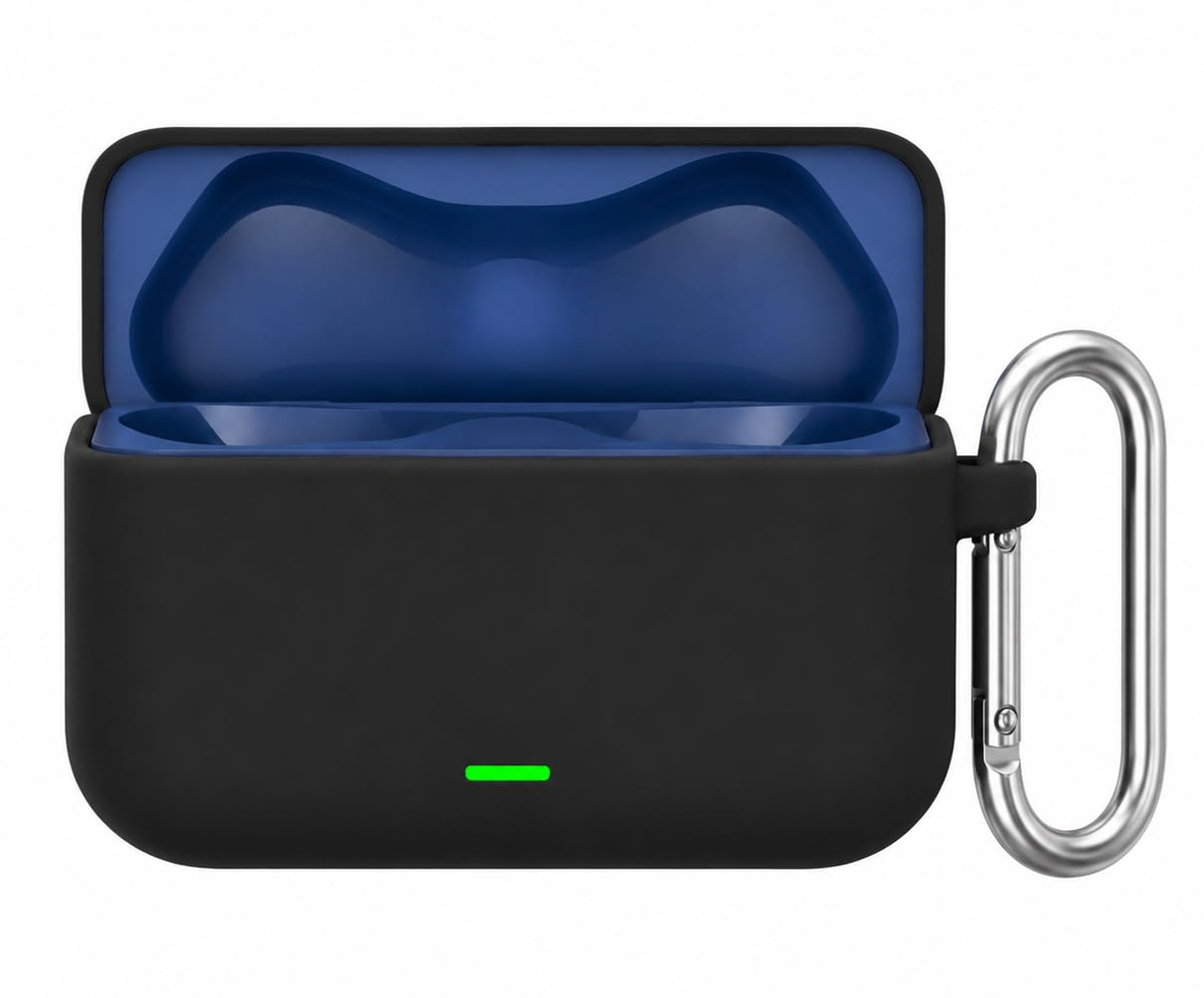 Silicone Case for Realme Buds T500 Pro TWS Earbuds, Shockproof Cover with Heavy Duty Carabiner, LED Visible (Navy Blue) — Amazon image 16