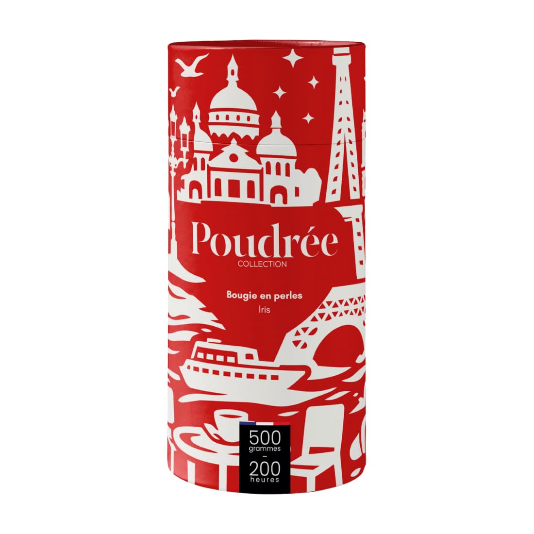 Collezione Impreinte – Candela in perle di cera 500 g | Candela ricaricabile, elegante e riutilizzabile | Kit con stoppini – Made in France (Iris)